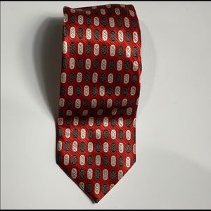Umberto Bossi Men’s 100% Silk Tie Red Black Silver